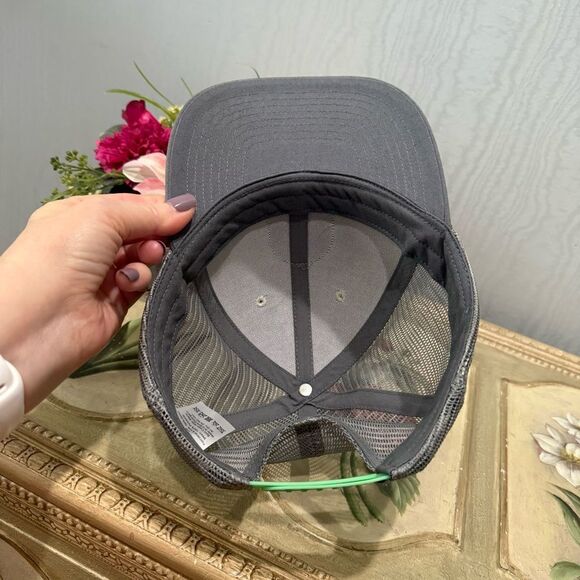 Dutch Bros Mesh Snap Back Trucker Cap Hat One Size Adjustable Gray Green - Picture 11 of 15